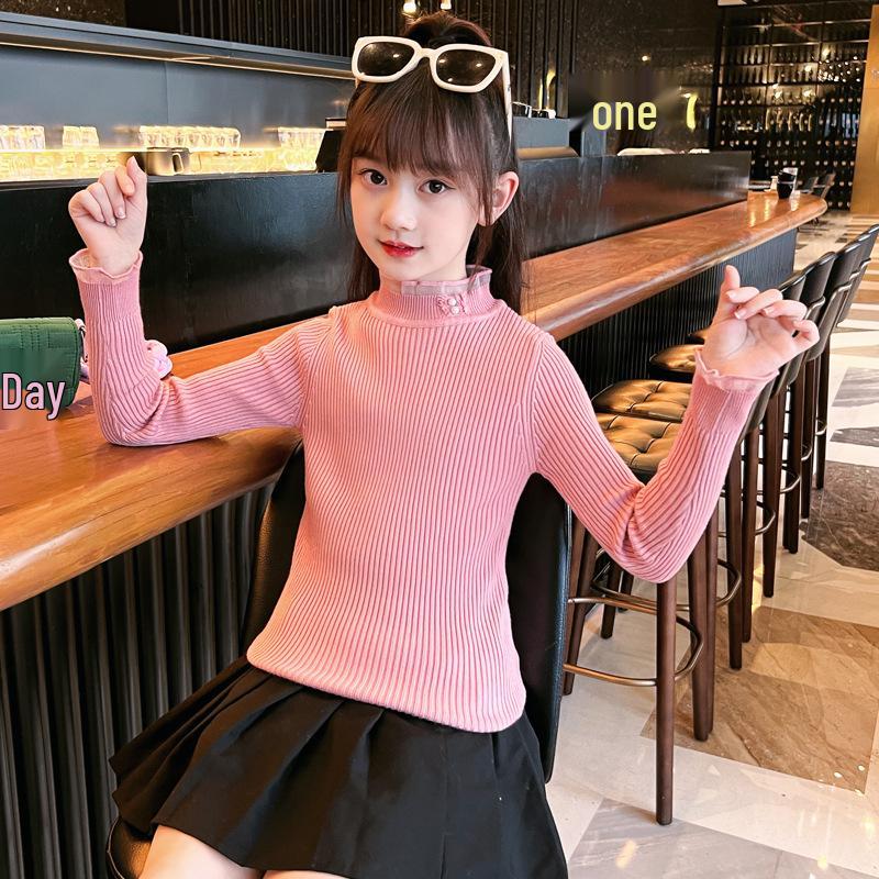 

Girls 2025 Autumn/Winter Fashion Organza Sweater Base Shirt 120cm