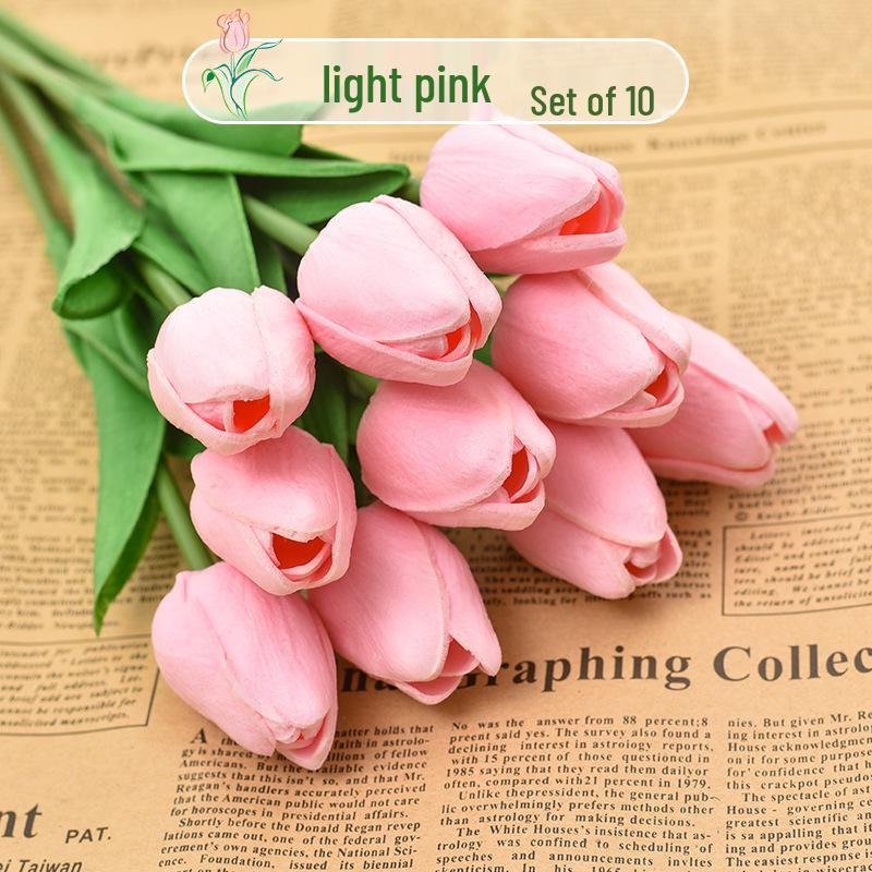 

PU Tulip Simulation Flower - Decorative Plastic Bouquet for Living Room, Dining Table Ornaments, and Photo Props.