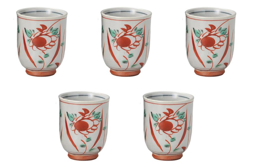 Set of 5 Small Flower and Bird Teacups X Cm Teacups Setomonohonpo [6.5 8.3 (170 Cc)]