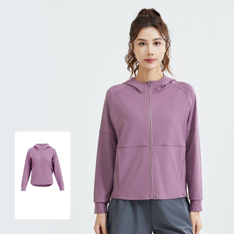 Hooded Sports Coat Women's Loose Running Smock Large Size Fitness Wear Long Sleeve Yoga Wear