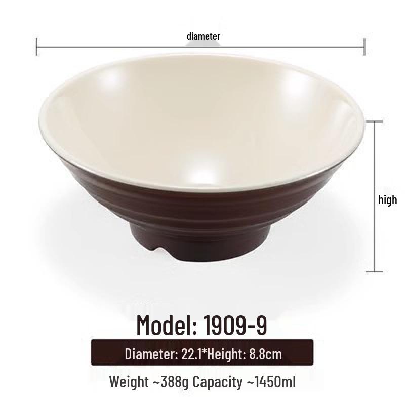Melamine White Noodle Bowl, Imitation Porcelain, Large Plastic Soup/Rice Bowl for Commercial Use.