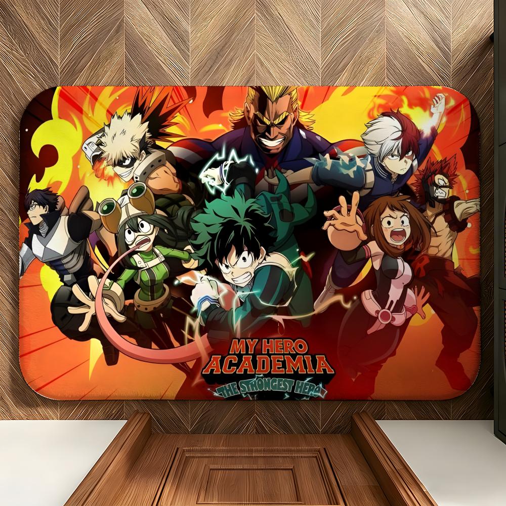 anime M-My Hero A-Academia Floor Mat Soft Flannel Floor Mat Suitable for Entryways, Living Rooms, Bedrooms, and Bathrooms