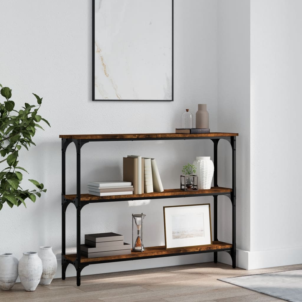 Console Table Smoked Oak 100 x 22.5 x 75 cm Wood Based Material