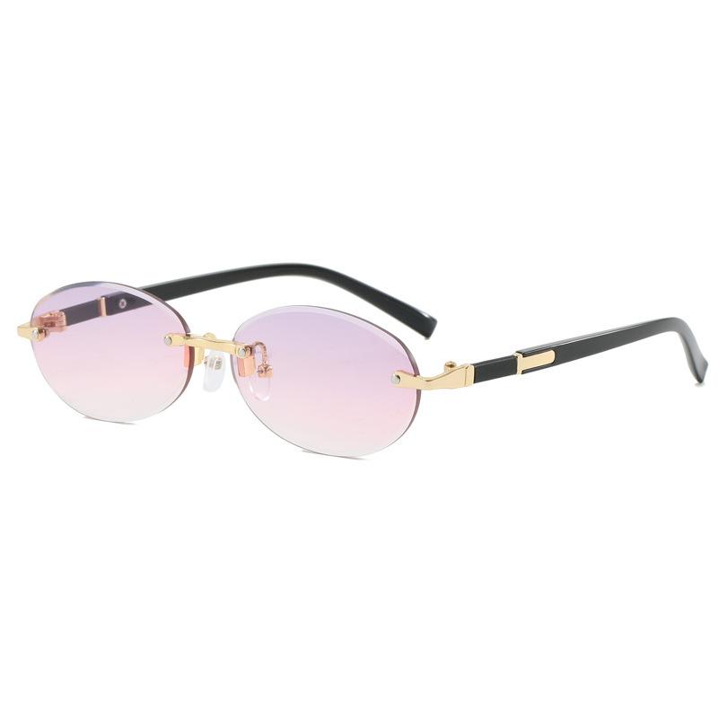 Uv400 Rimless Sunglasses Rimless Fashion Sunglasses Oval Frame Sunglasses Fashion Trendy Sun Glasses For Fashion Styling