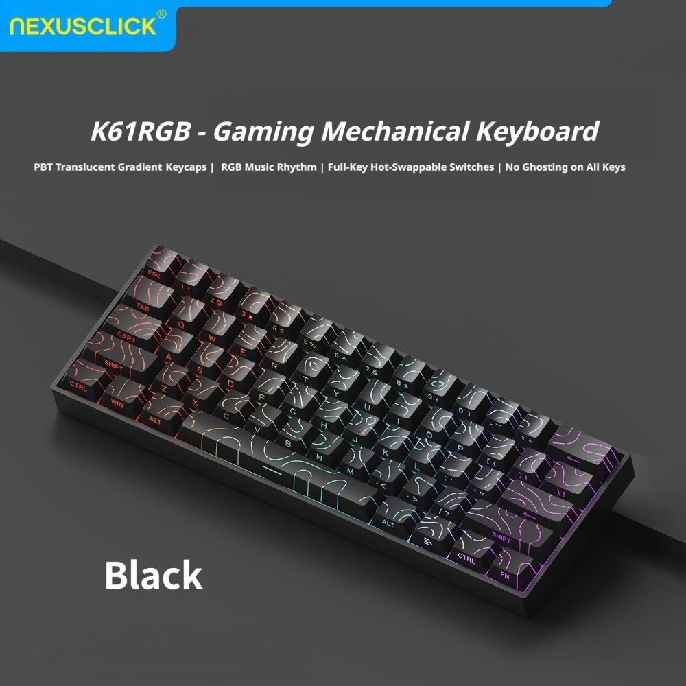 NexusClick 61 Keys Magnetic Gaming Keyboard,Mechanical Wired for Pro Esports, Swappable RGB Backlit PBT Keycaps for PC Gamer