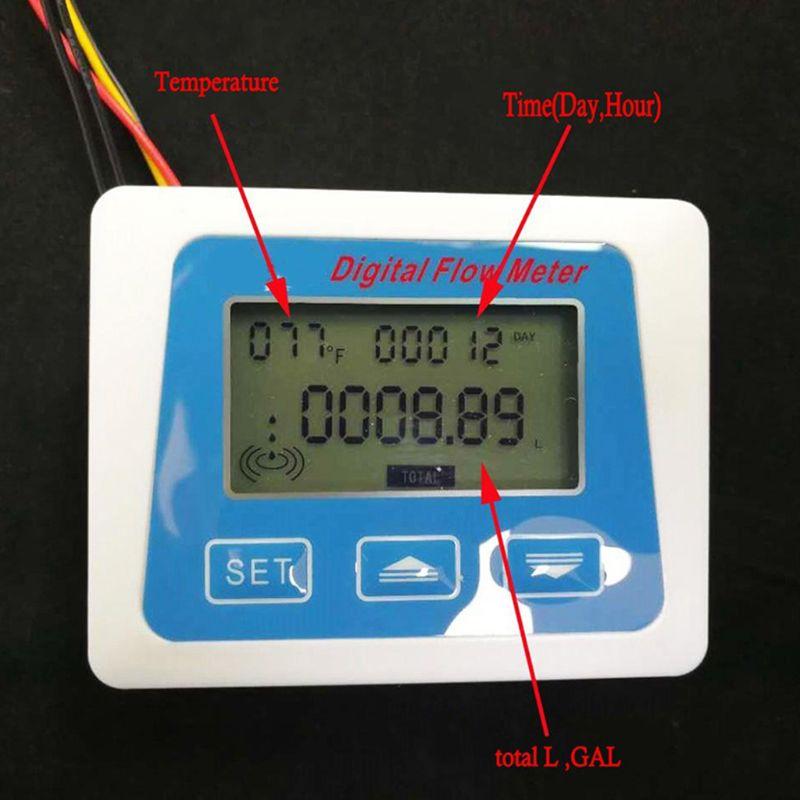 New Digital Lcd Display Water Flow Sensor Meter Flowmeter Rotameter Temperature Qyh