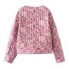 European & American Women's Floral Cotton Cardigan Jacket with Round Neck