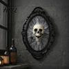 Retro Gothic Skull Decor Halloween Wall Decoration Vintage Red Rose Frame Sculpture Aesthetic Art Horror Spider Web Ornament for Holiday Party