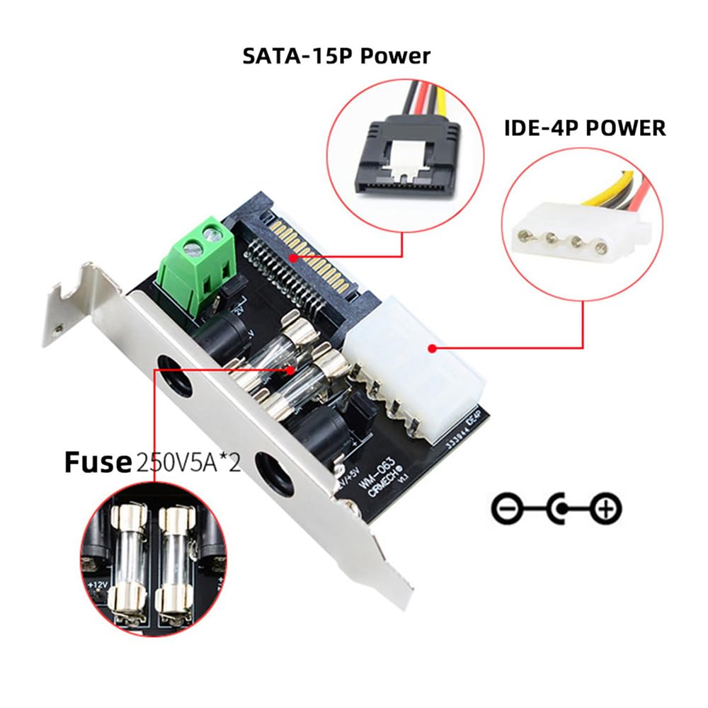 Cablecc 12V 5V DC Output Power Intelligent Control Management System Power Card with Bracket for Monitor Router System, PCI-E