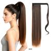 Synthetic Straight Ponytail Hair Extension With Velcro Wrap Design, 60cm Long Sleek Wrap Around Ponytail For Women Girls