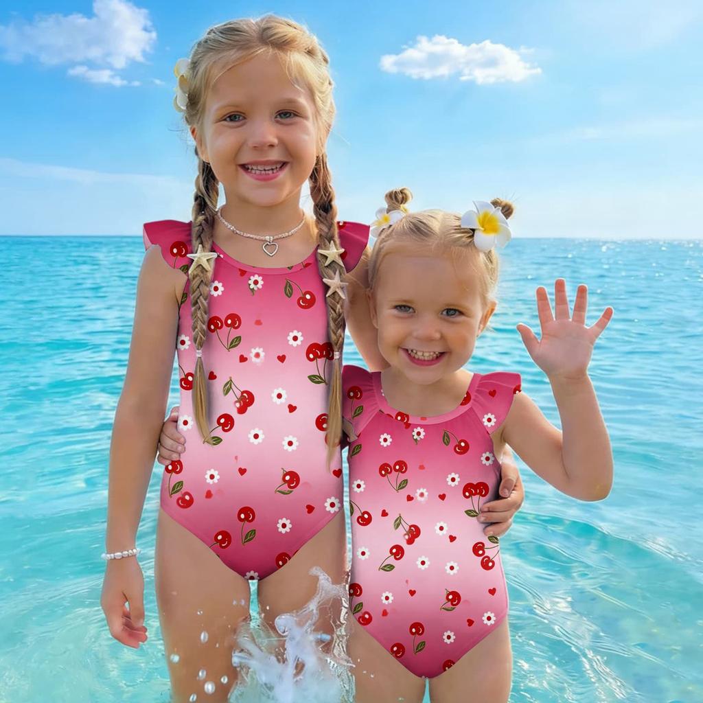 Bañador de una pieza para niña Verano Estampado de Frutas Sin Mangas Informal Moda Traje de baño para Niños Ligero Cómodo