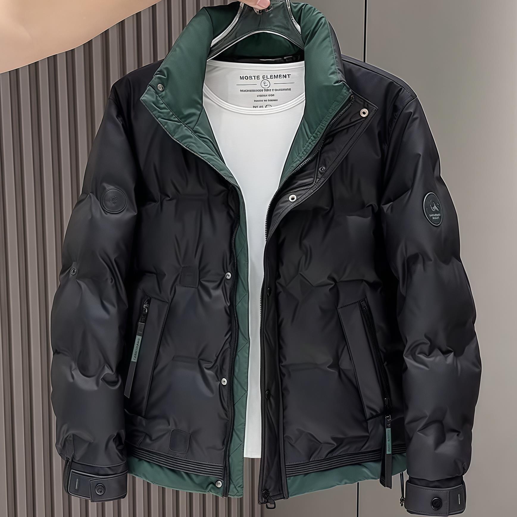 

Men s Korean Style Stand Collar White Duck Down Jacket - Thick and Warm L for 100-115 jin чорний