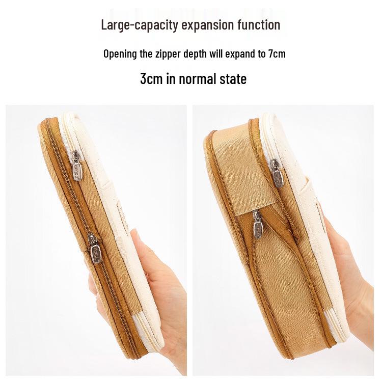 Enhanced Large-Capacity Pencil Case in Macaron Color Block for Students - Unisex Simple Style