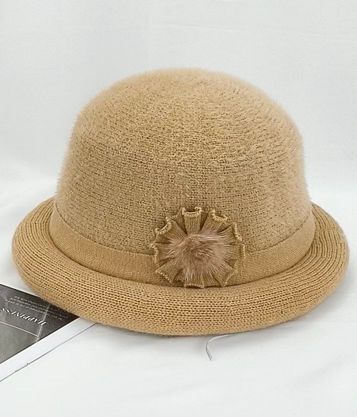 Autumn And Winter Crimped Knitting Top Hat Middle-Aged And Elderly Women'S Mother Warm Basin Hat Outdoor Travel Fashion Hat