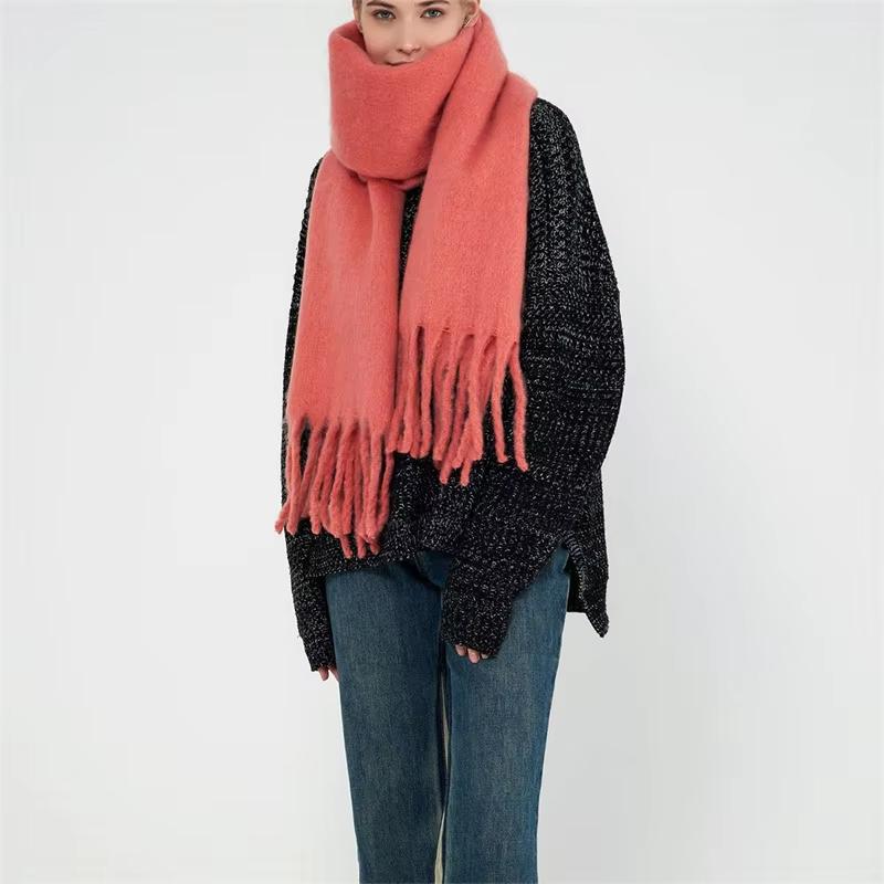 Winter Thick Warm Scarf Women Cashmere Shawl and Wraps Pashmina Neckerchief Bufanda Female Solid Tassel Echarpe Poncho