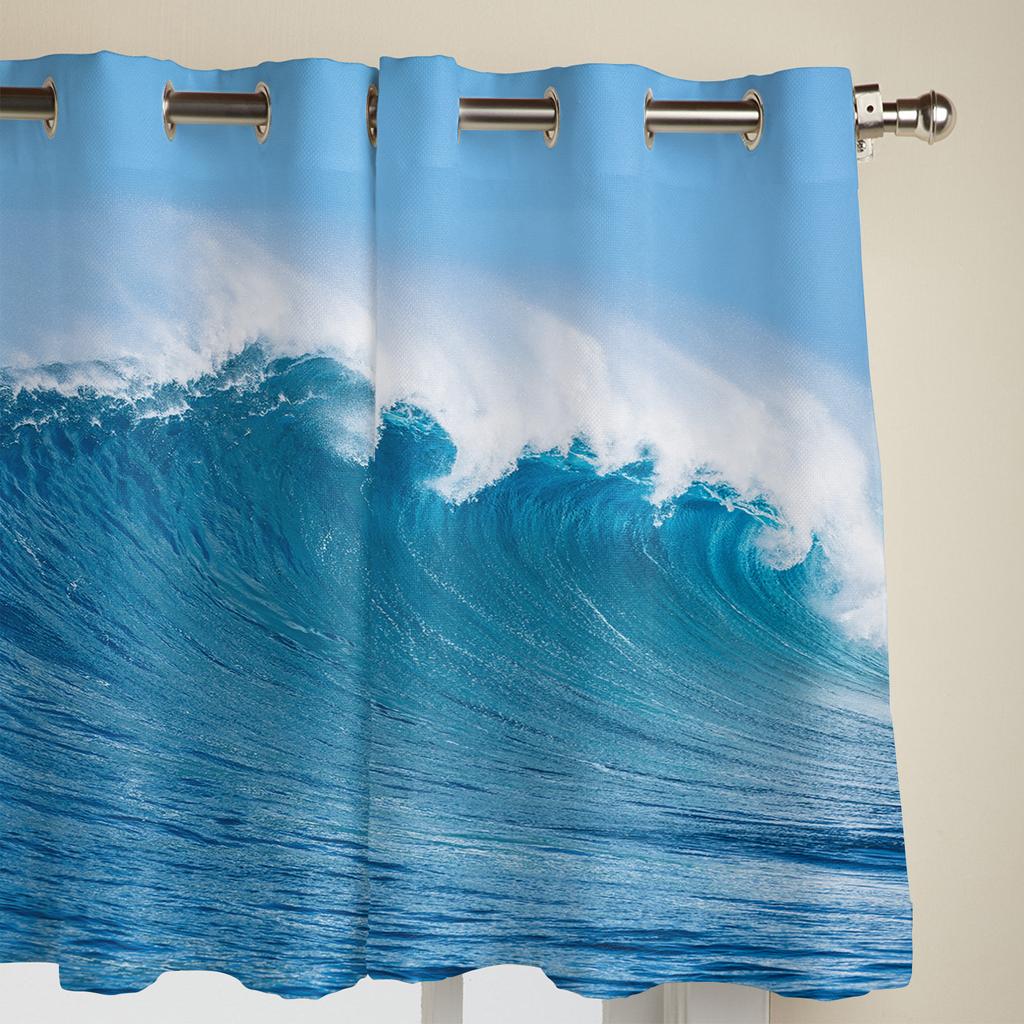Sea Wave Surfing Summer Hawaii Luxury Curtains for Living Room Window Treatment Curtain for Bedroom Home Decor