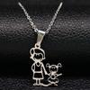 Mothers and Children Family Stainless Steel Necklaces Silver Color Necklace Jewelry dia de la madre Mother's Day Gift N328S01