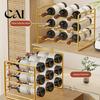 Stable Bottle Rack Iron Wine Rack, Curved Grooves, Countertop Cabinet Storage Shelf, Compact Kitchen Pantry Metal Holder, for Cupboard And Stand