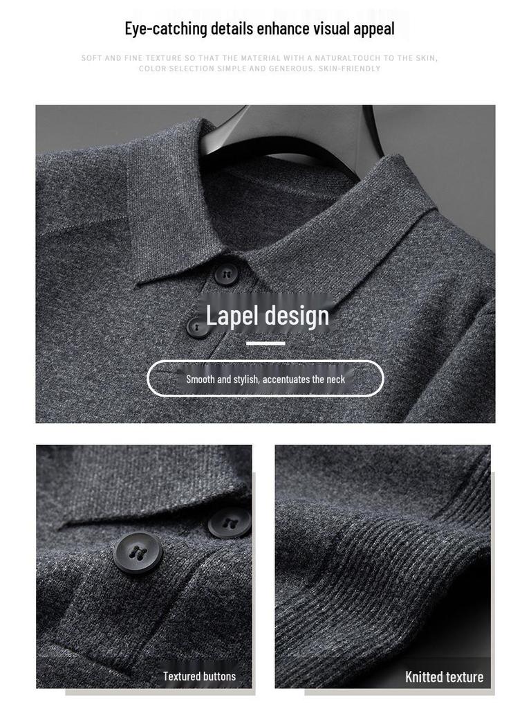 Fat Brother 2025 Plus Size Men's Polo Collar Fleece Knitwear - Thick Winter Woolen Layer