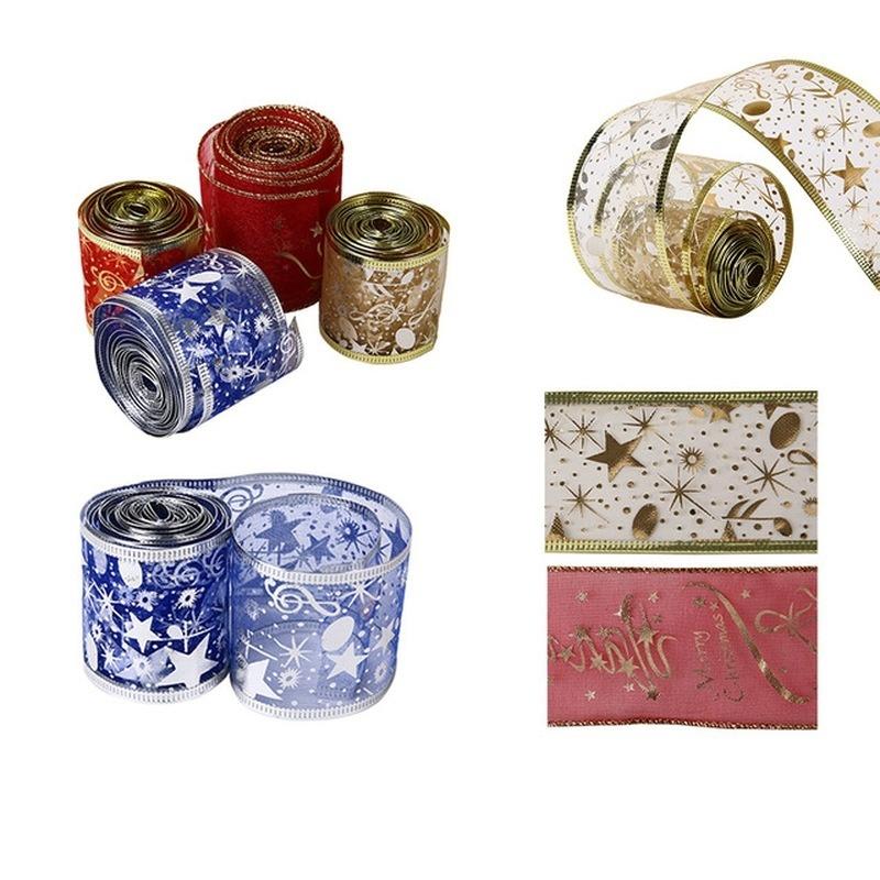 2 Pezzi Nastro Organza Natale DIY Nastri Decorazioni Albero di Natale per Casa Forniture Festa Festiva
