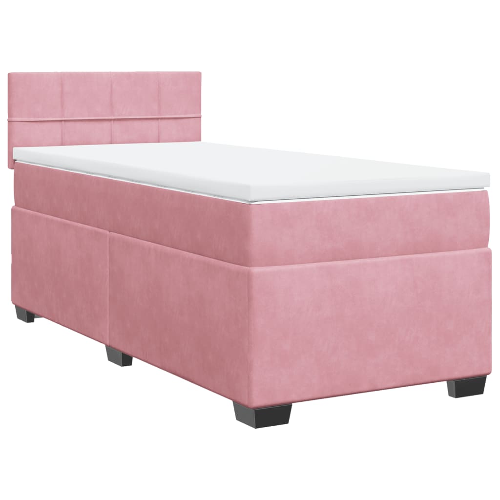 vidaXL Box Spring Bed with Mattress Pink 90x200 cm Velvet