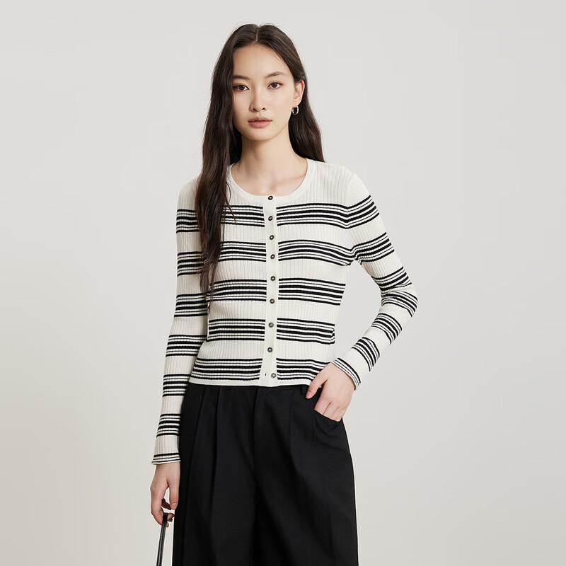 Women's Striped Long Sleeve Knit Sweater