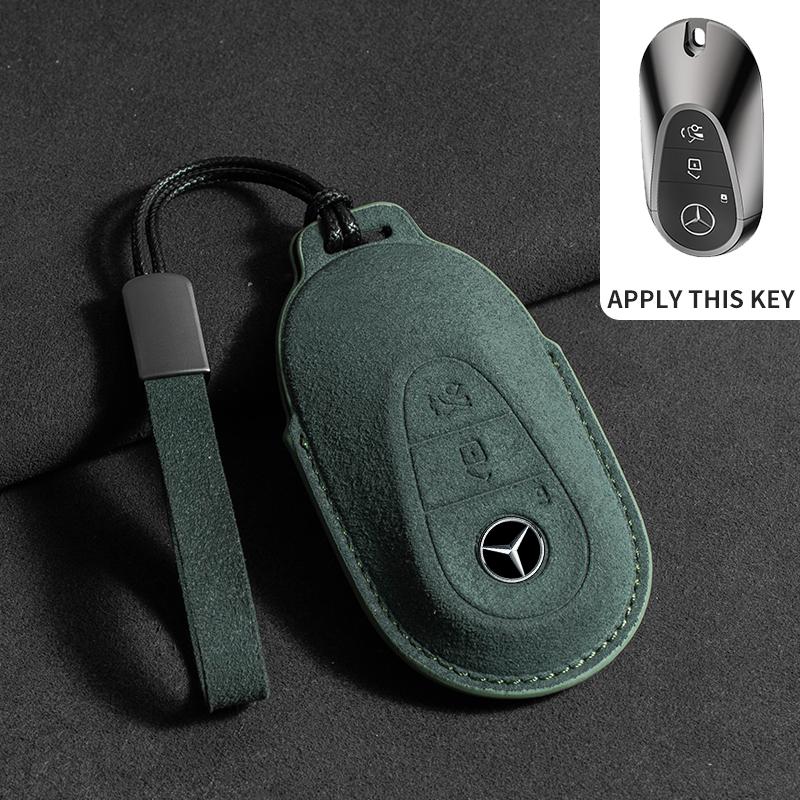 Suede Leather Car Key Case for Mercedes Benz E Class W213 W205 E200 E260 E300 E320 AMG CLA 2018 2019 2020 Remote Fob Shell Case