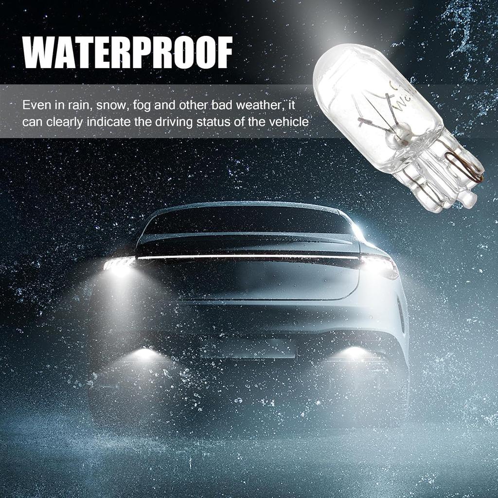 10 PCS T10 Halogen Bulbs, Dashboard Instrument Light, Side Light Replacement Bulbs, Universal for Most Cars (White)