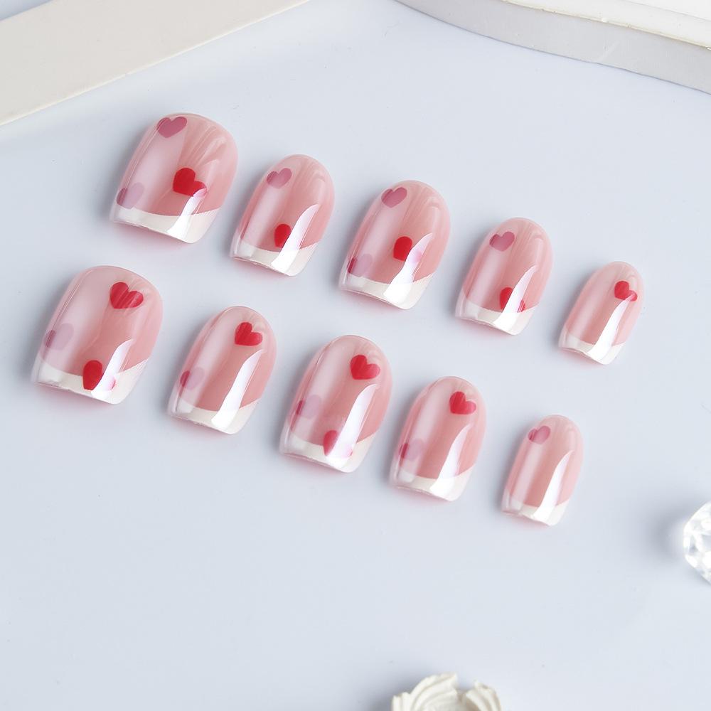 30 Valentine's Day Heart-Shaped Two-Tone Pink Nail Art Tips
