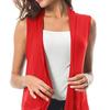 Sommer Damen Ärmellose Leichte Strickjacke Weste Einfarbig Offen Vorne Drapierter Mittellanger Asymmetrischer Saum Weste Mantel