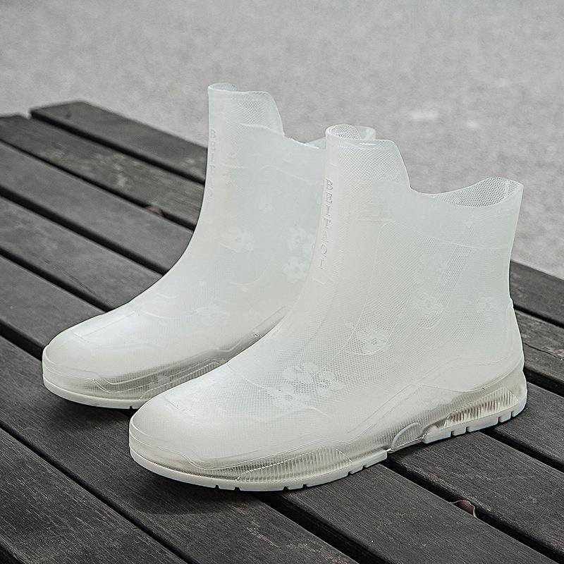 Stylish Women's Transparent Non-Slip Rain Boots - Short Rubber Jelly Shoes
