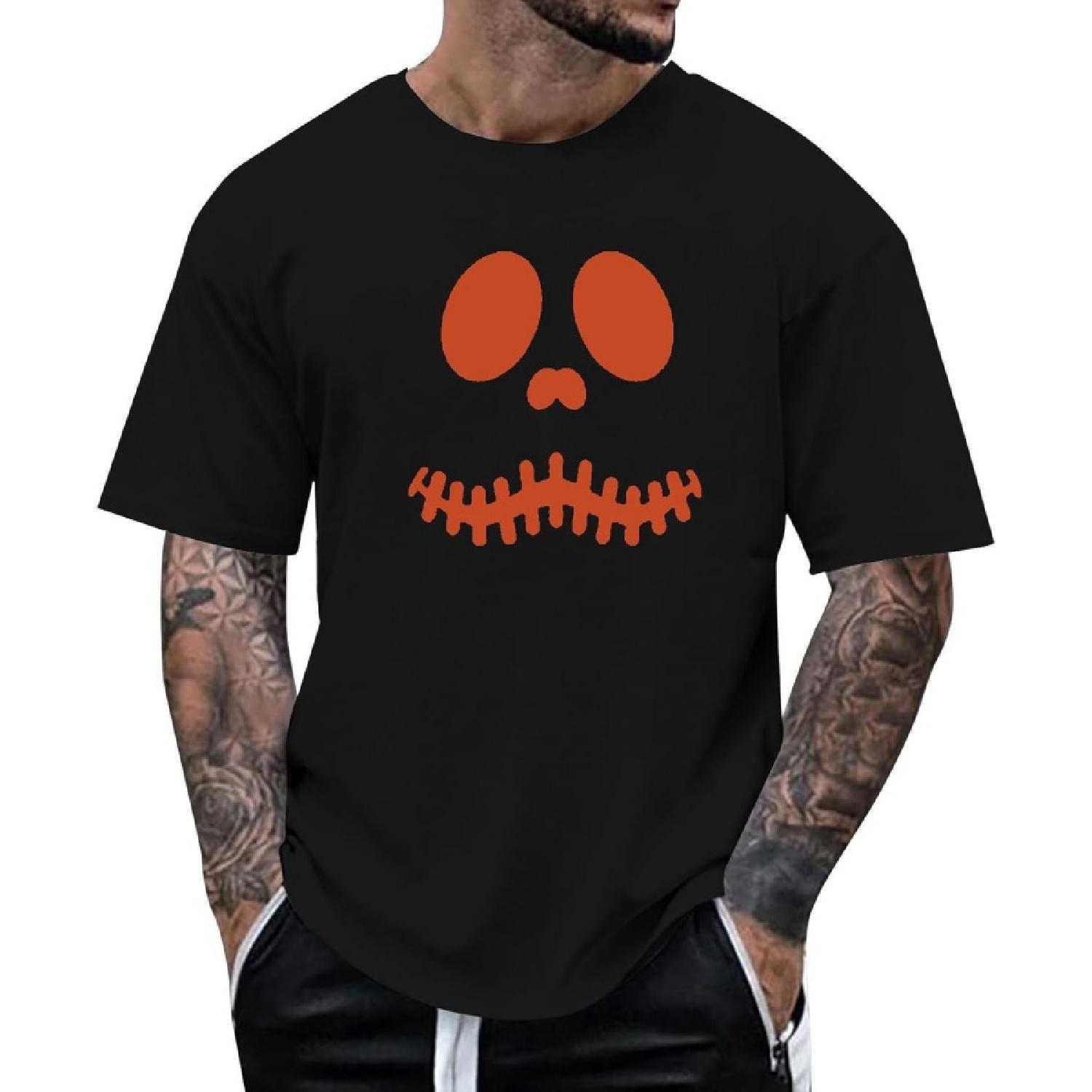 Halloween Shirt Band Size Men s Print Halloween Theme Shirt Printed Solid Color Short Sleeve Tops S