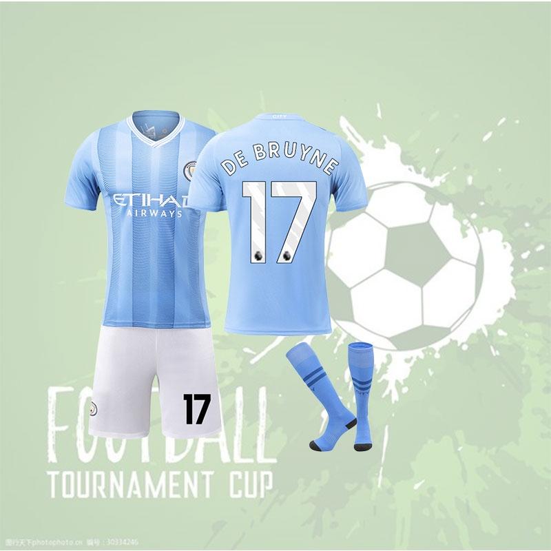 Authentic Manchester City Home Jersey Harland 9 De Bruyne 17 Adult Kids Set