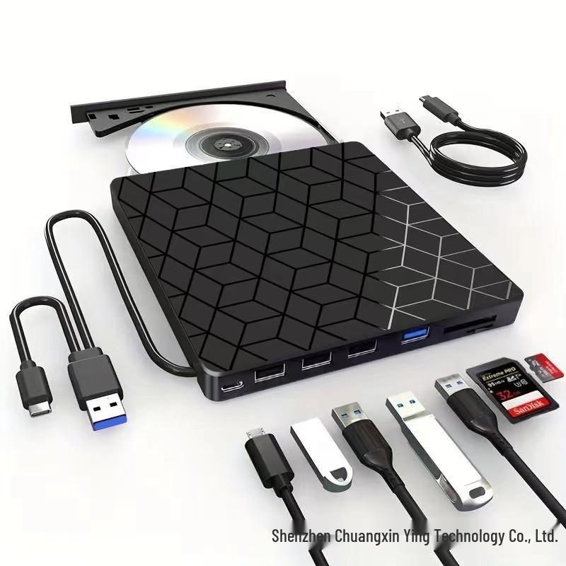 

Seven-in-One USB 3.0 External DVD Writer with Flash Drive and Card Reader Connectivity