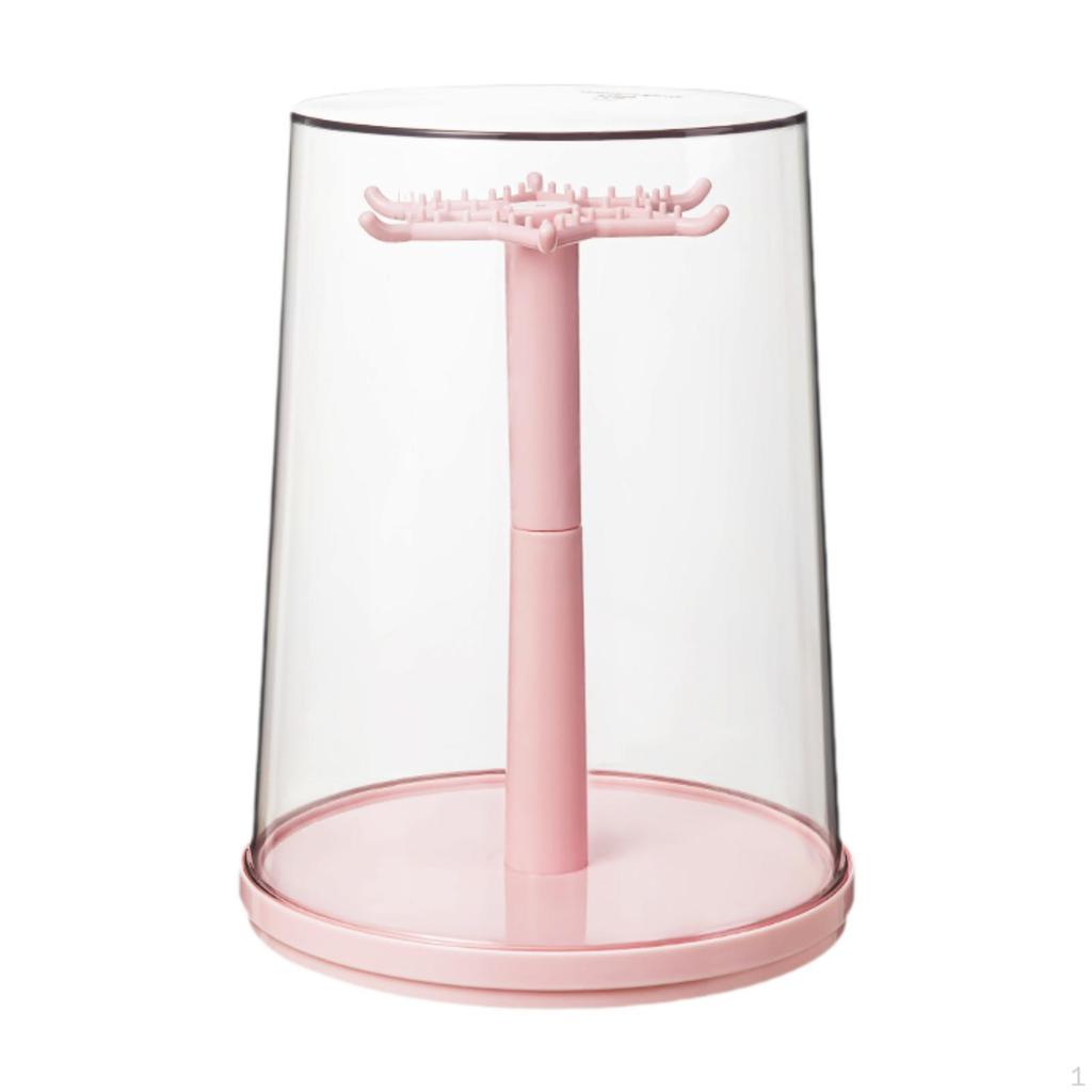 Figure Display Case Stand 360° Rotatable Countertop Versatile Necklace Hanger Doll Storage