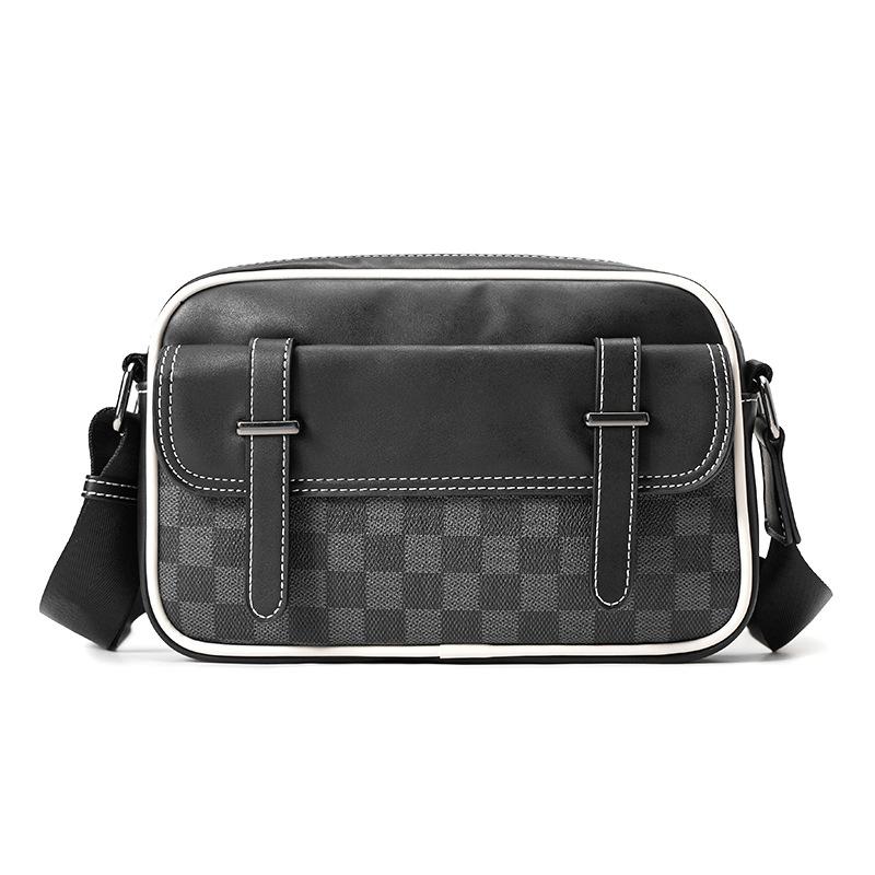 

Високоякісна чоловіча квадратна сумка в клітинку, Модна шкіряна сумка через плече, Модна чоловіча сумка-месенджер, Сумка для iPad для подорожей.