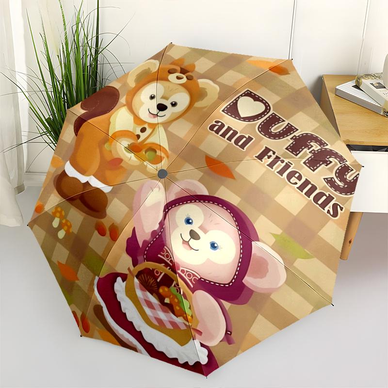 

1pc Picnic Adventure in Autumn Colors Duffy and Friends Automatic Opening and Closing Umbrella - Suitable for Various Occasions, Outdoor Act