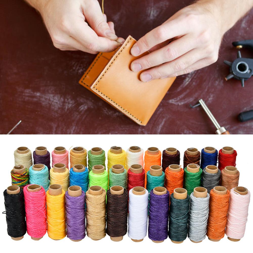 36 Colors 50 MetersRoll 150D Leather Crafts Sewing Thread Hand Stitching Waxed Thread