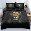 Black Lion Duvet Cover 3 Piece Bedding Set King Queen Full Size 1 Comforter 2 Pillowcase Animal Print