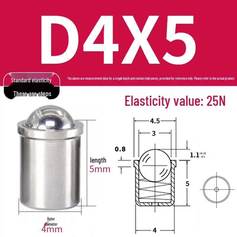 304 Stainless Steel Spring-Loaded Ball Plunger with Limit Screw
