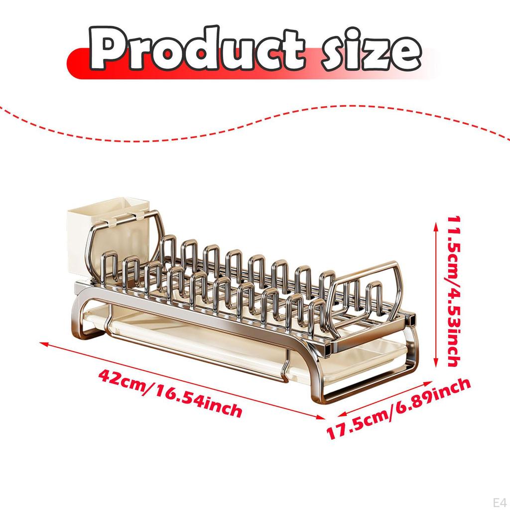 Dish Rack Drainer Multifunctional with Cutlery Holder for Kitchen Counter