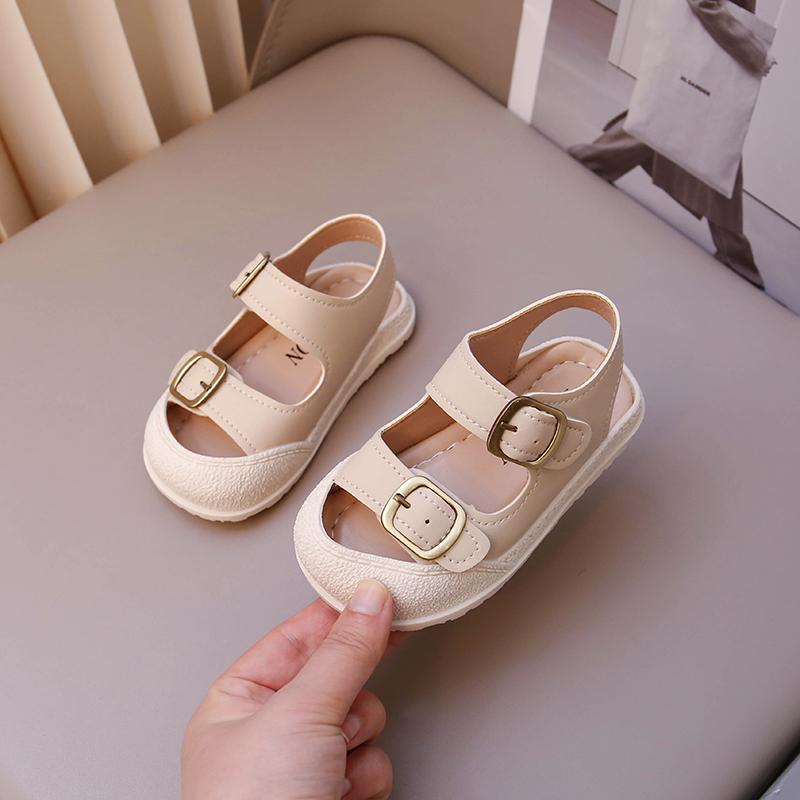 

Baby Toes Capped Walking Shoes Summer Girls Simple Fashion Soft Sole Sandals Sweet Cute Boys Casual Versatile Beach Shoes 24