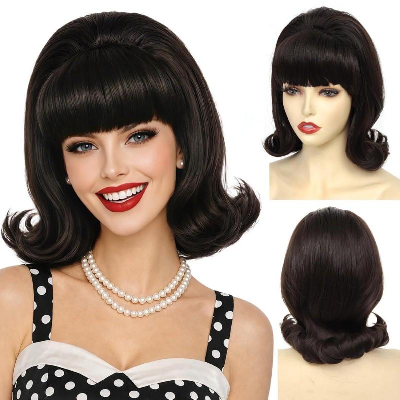 Womens Vintage Curly Cos Wig Medium Length Synthetic Hair Costume Parties