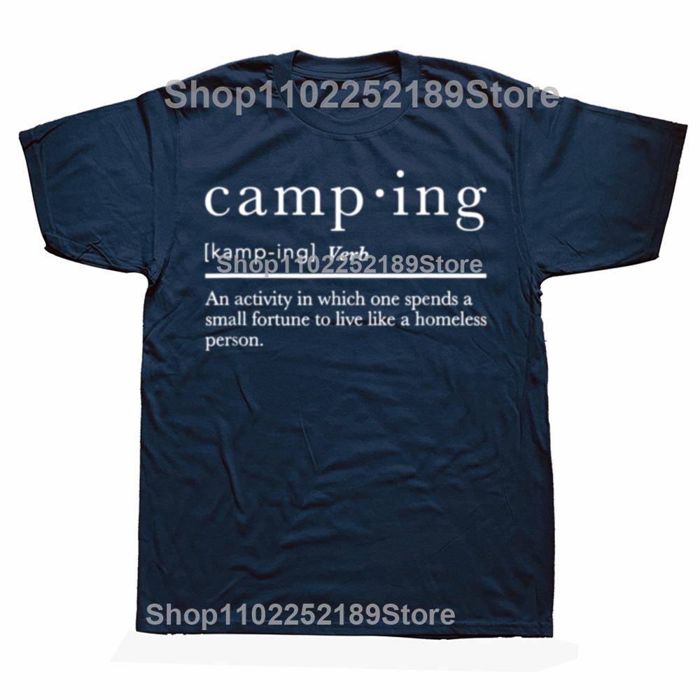 Lustige Camping Definition Camp Grafik T-Shirts Herren Damenmode Lässiges Übergroßes T-Shirt 100% Baumwolle Lockeres Übergroßes T-Shirt