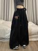 Trendy Unisex Deep Blue Wide-Leg Floor-Length Pants: Cool, Stylish, Plus-Size, Casual Spring/Summer Workwear.