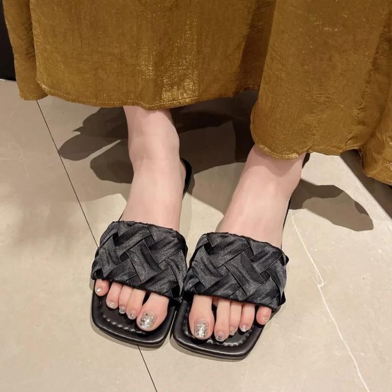 Syflyno Summer New Women's Slippers with Folded Flat Bottom Cover Wearing Slippers Women's Sandals Plus Size 35-42