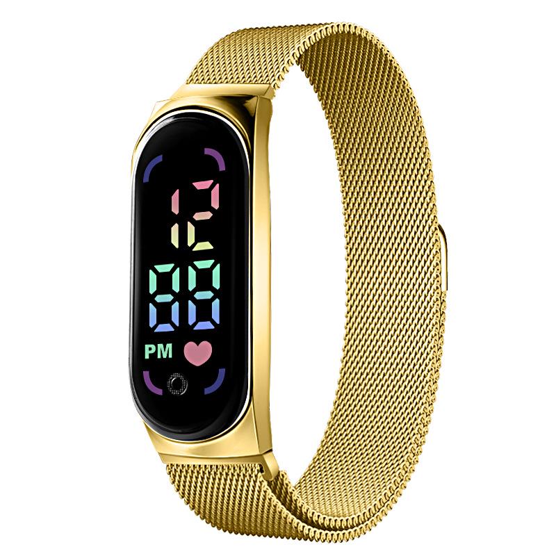 Waterproof Magnetic LED Digital Sports Watch for Students with Alloy Bracelet - Children's Gift