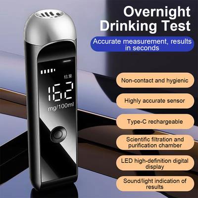 Přenosný alkohol tester Alkohol tester USB-C dobíjecí alkohol tester na alkohol s displejem pro venkovní aktivity svatby