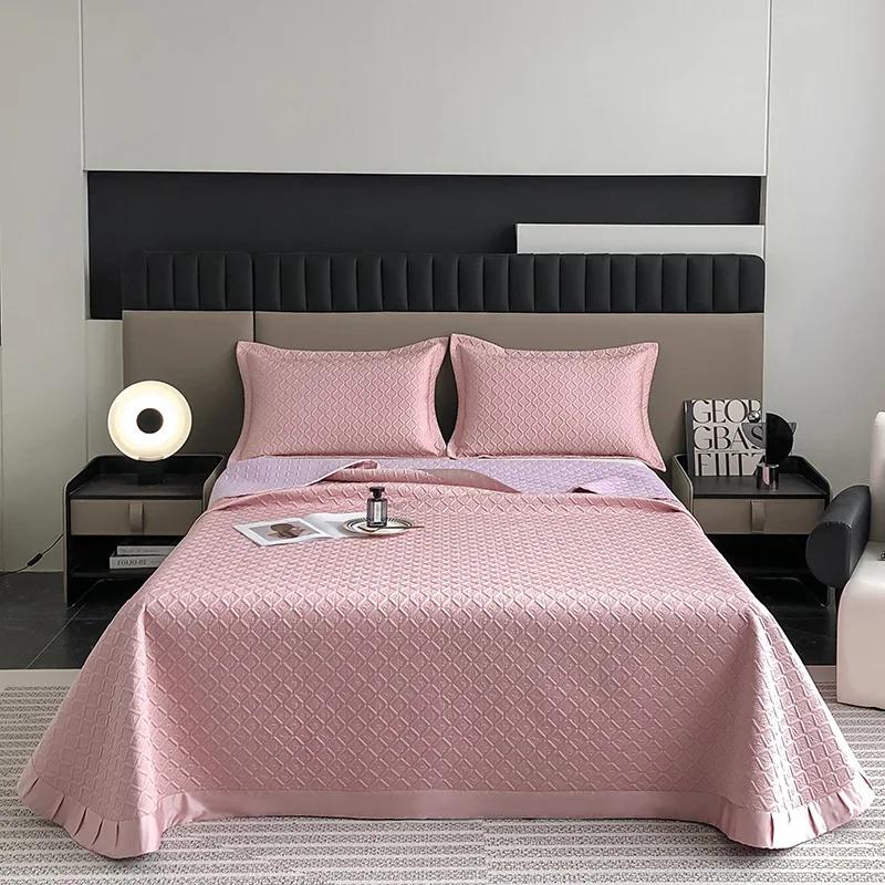 High-End Solid Color European-Style 60 Tencel Three-Piece Bed Cover Set Large Size Lyocell Tencel Thickened Quilted Bed Cover