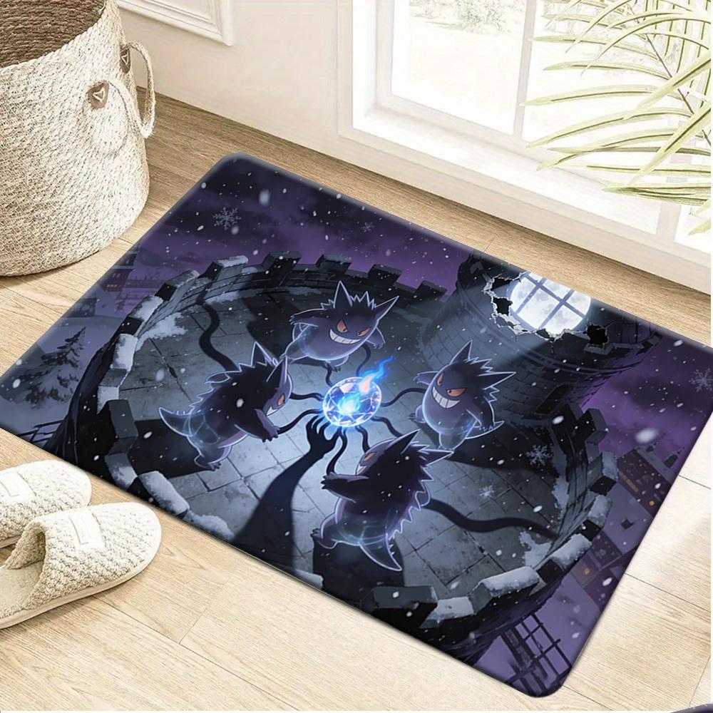 Pokemon Gengar Evolution Line Purple Smoke Print Non-Slip Doormat, Absorbent Floor Mat for Home Decor 40x60cm